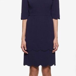 Whistles Navy Blue Scallop Edge Shift Dress Size US 12